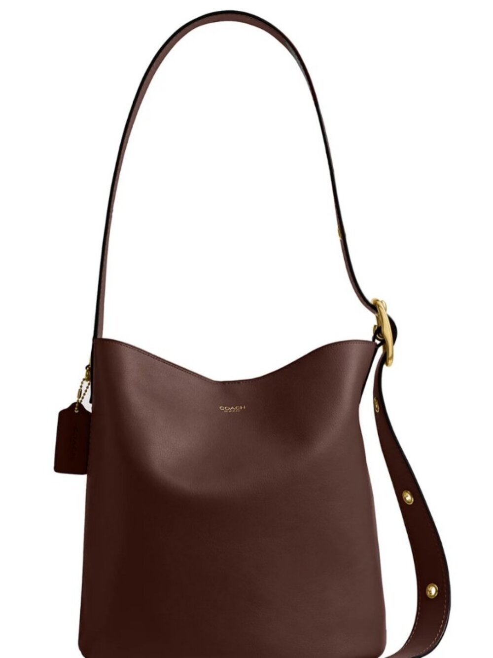 COACH Bleecker leather large women's bucket shoulder bag + pouch - Maple/Brown - Picture 1 of 15